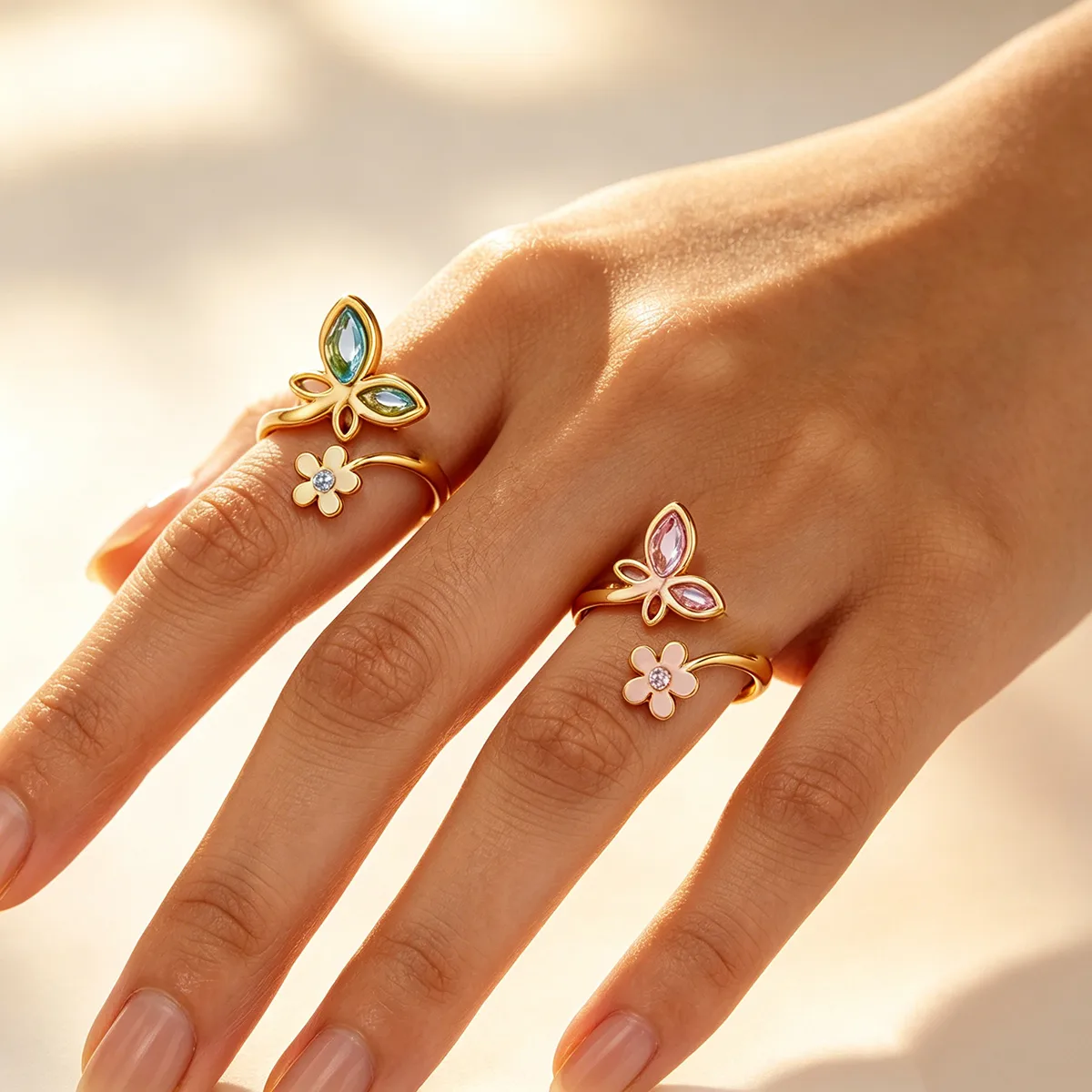 Women'S Accessories Trends 2026 - Adjustable Flower Rings for Women Minimalist
