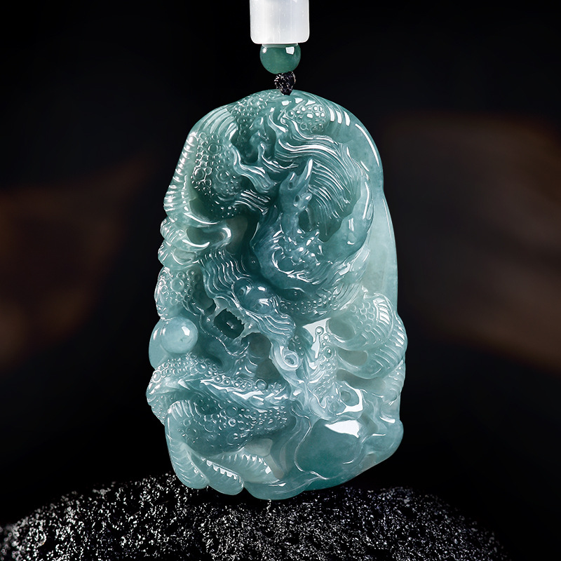 Women'S Accessories Jewelry - Natural Burmese Jadeite Dragon Pendant Necklace