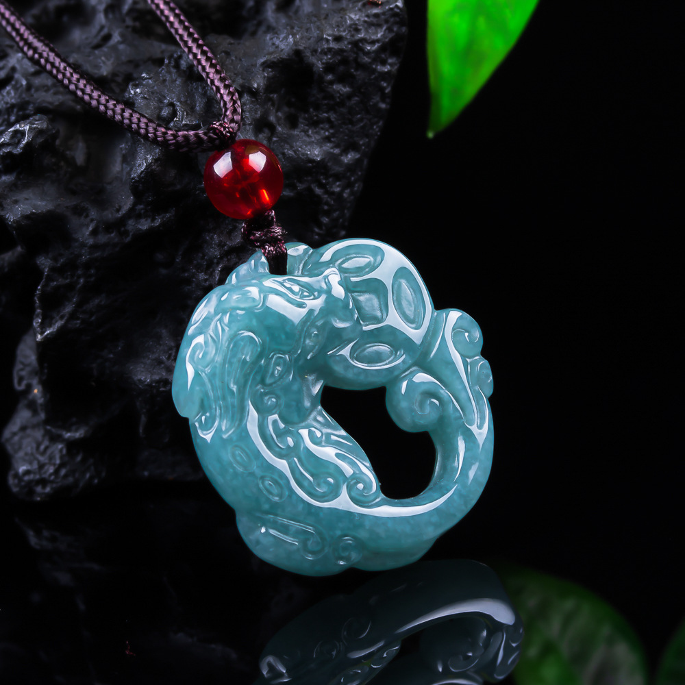 Women Accessories To Gift - Burmese Jadeite Pixiu Pendant Real Jade