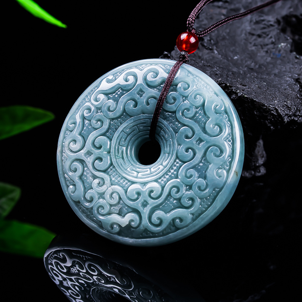 Women Accessories To Gift - Natural Burmese Jadeite Flower Pendant Necklace