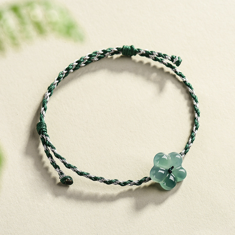 Women Accessories To Gift - Burmese Jadeite Flower Bracelet Natural Jade