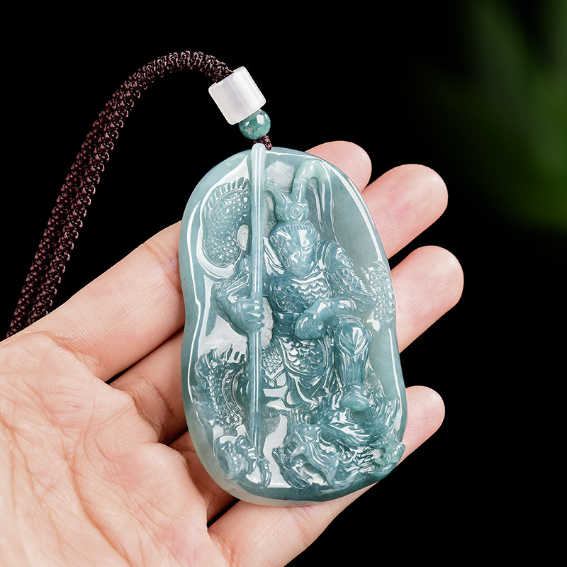 Women Accessories To Gift - Burmese Jadeite Monkey King Pendant Necklace