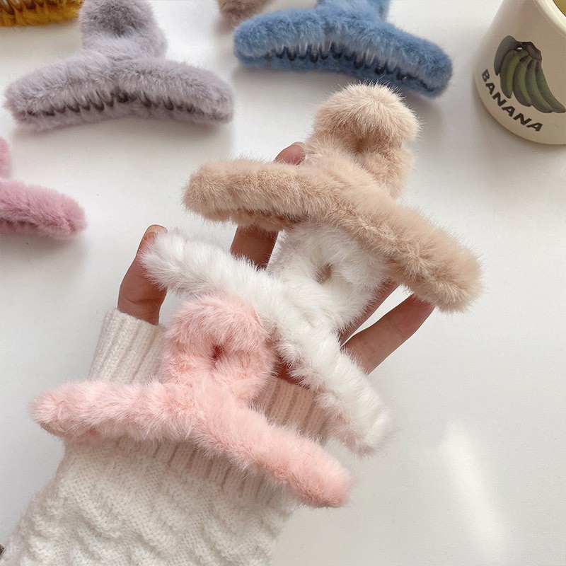 Fluffy Plush Faux Fur Big Crab - Women'S Winter Accessories Set ulasan dan harga