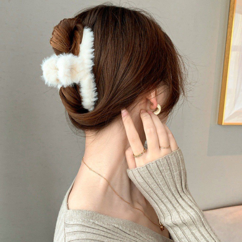 Fluffy Plush Faux Fur Big Crab - Women'S Winter Accessories Set ulasan dan harga