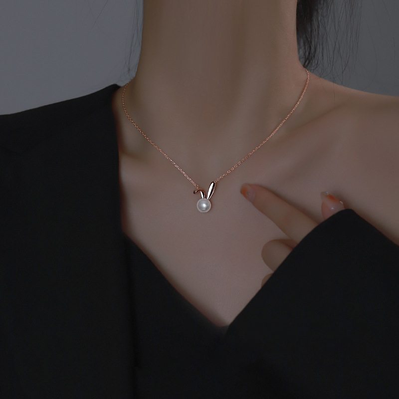 Cute Rabbit Pearl Pendant Neck - Women Accessories Meaning ulasan dan harga