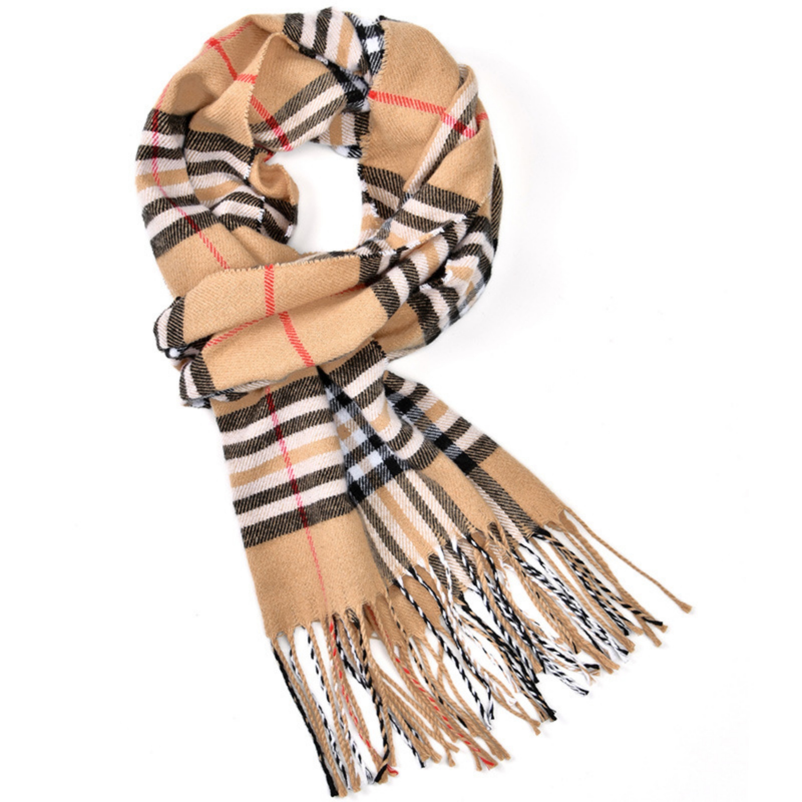 1PCPlaid Scarf Tassel Design C - Women'S Winter Accessories Set ulasan dan harga
