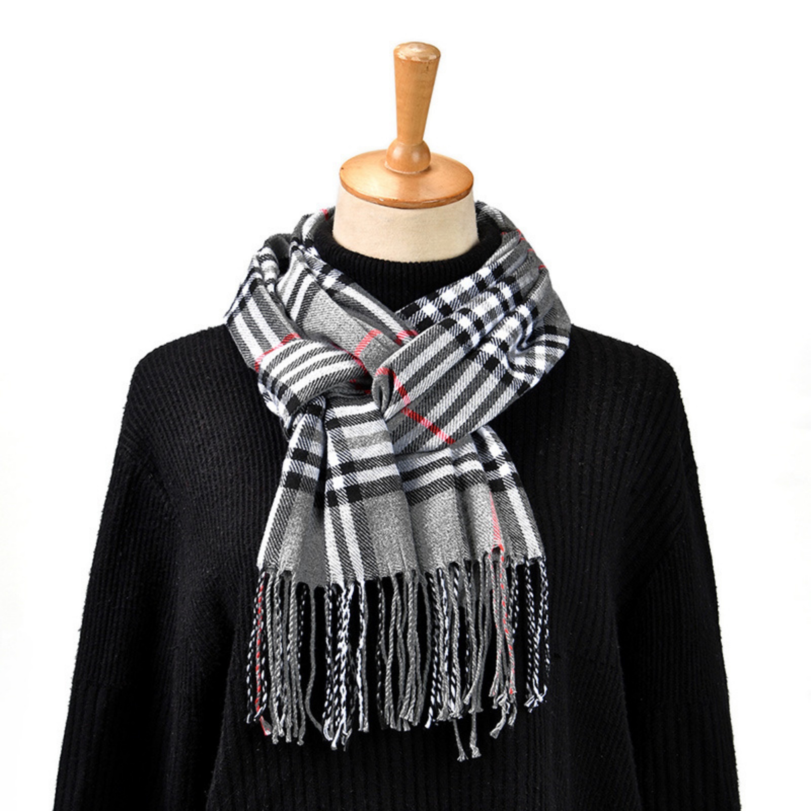 1PCPlaid Scarf Tassel Design C - Women'S Winter Accessories Set ulasan dan harga