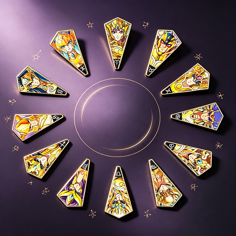 6-12Pcs Anime Saint Seiya Enam - Brooch Pin Gold ulasan dan harga