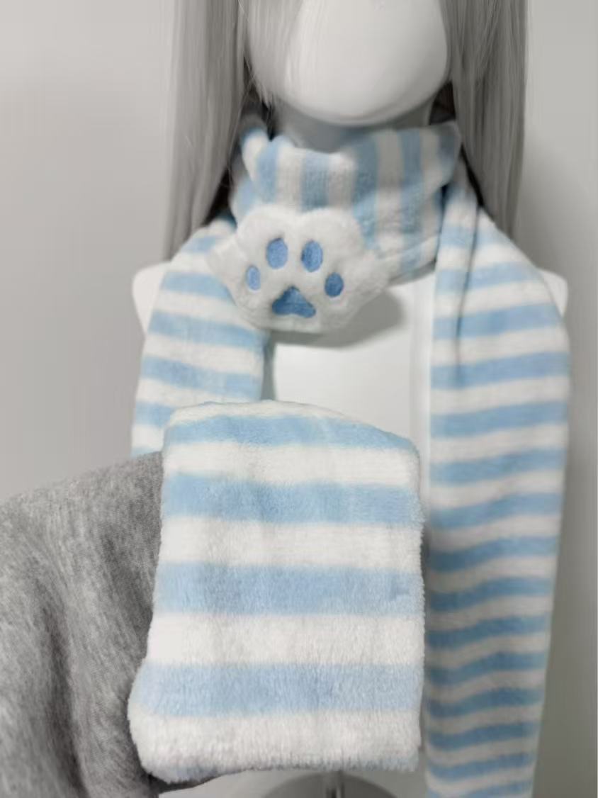 Kawaii Kniied Scarf Cat Paw De - Women'S Winter Accessories Set ulasan dan harga