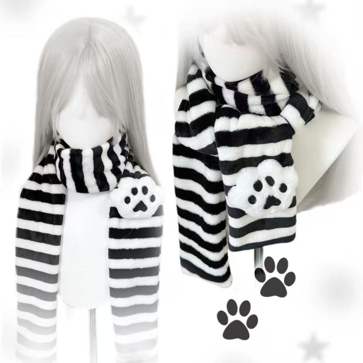 Kawaii Kniied Scarf Cat Paw De - Women'S Winter Accessories Set ulasan dan harga