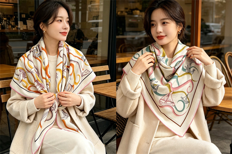 Double Faced 135CM Scarf Luxur - Women'S Winter Accessories Set ulasan dan harga
