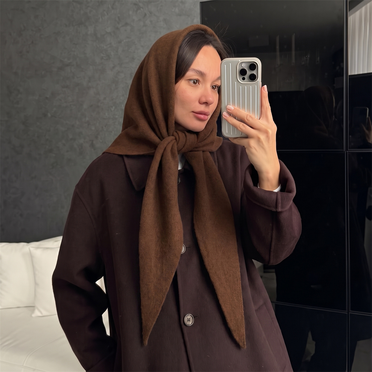 Warm Knit Triangle Wrap Shawl  - Women'S Winter Accessories Set ulasan dan harga