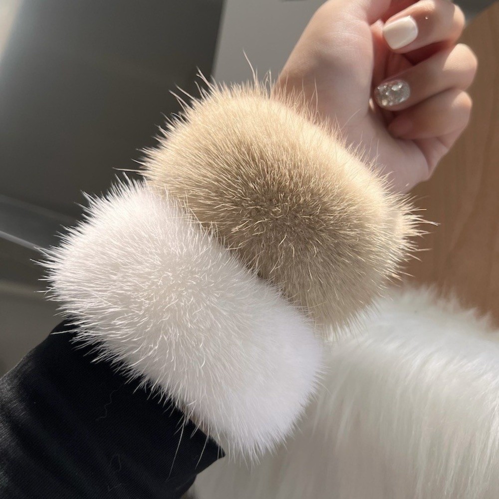 Creative Cute Mink Fur Cuffs W - Women'S Winter Accessories Set ulasan dan harga