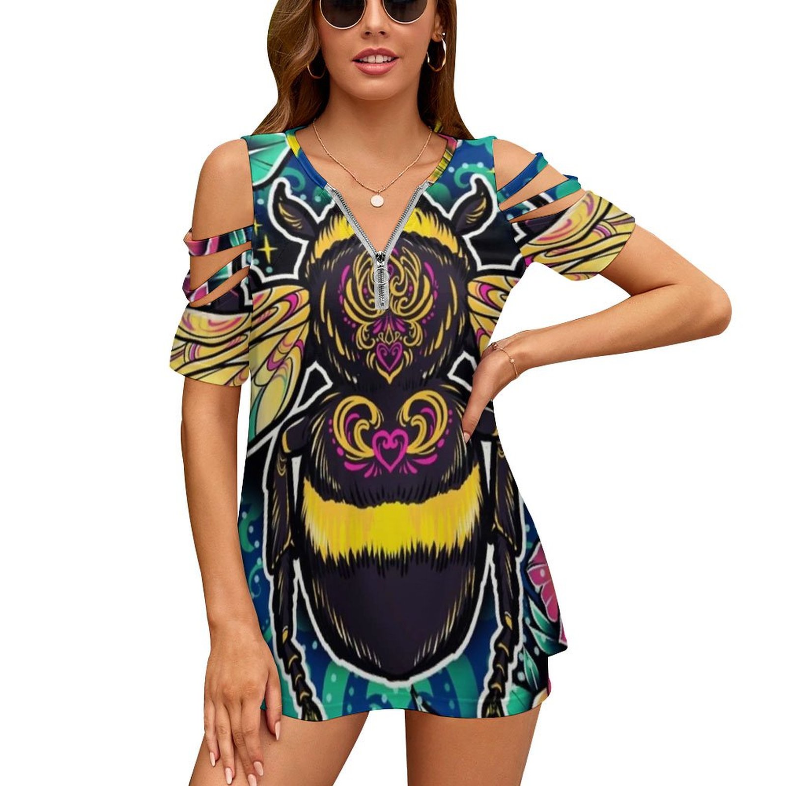 New Fashion Zip Off Shoulder T - Women Accessories Vector ulasan dan harga