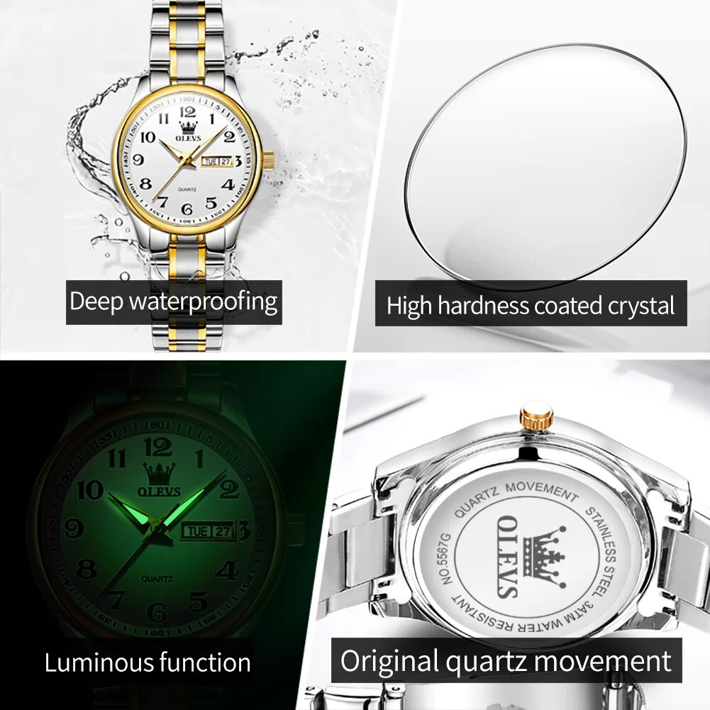 OLEVS 5567 Luxury Quartz Watch - Women Accessories Display ulasan dan harga
