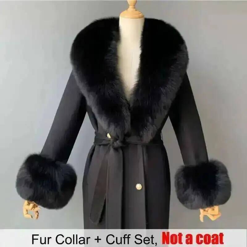 Real Fur Collar And Cuffs Set  - Women'S Winter Accessories Set ulasan dan harga