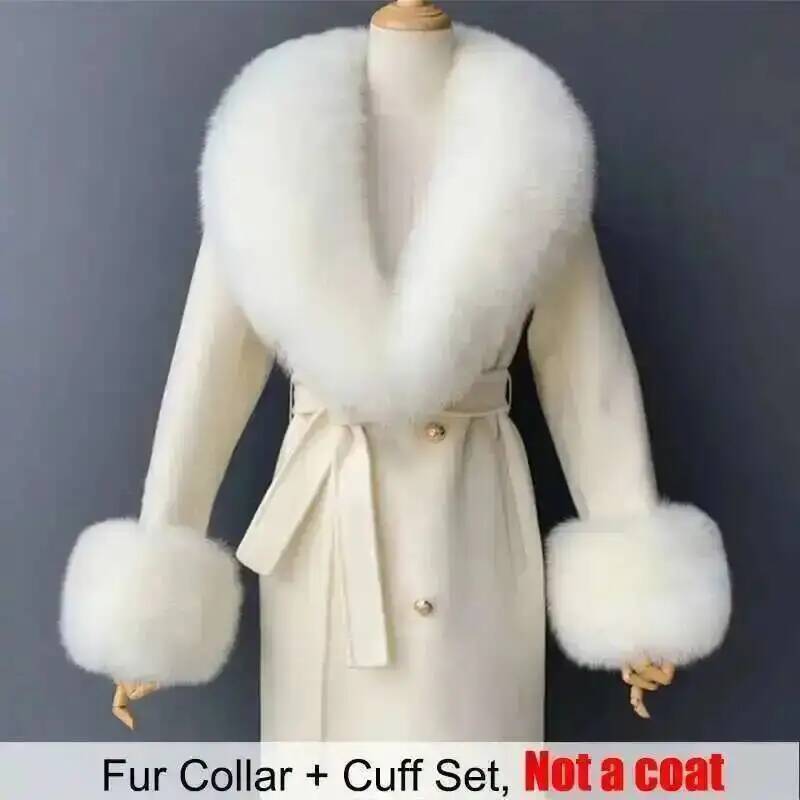 Real Fur Collar And Cuffs Set  - Women'S Winter Accessories Set ulasan dan harga