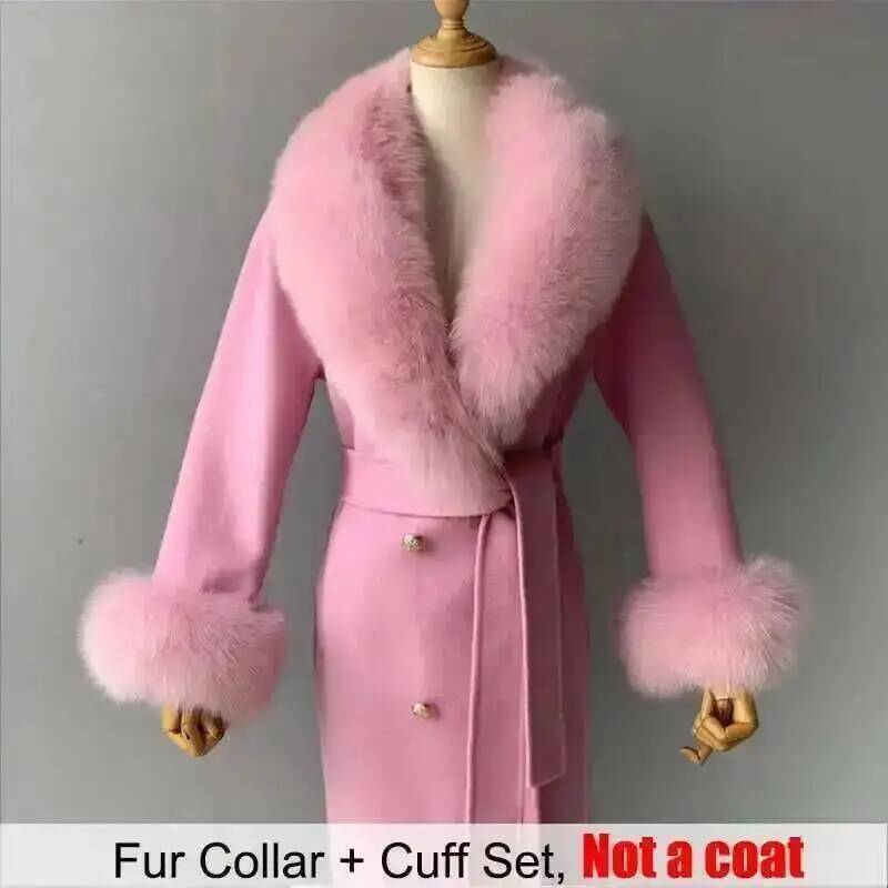 Real Fur Collar And Cuffs Set  - Women'S Winter Accessories Set ulasan dan harga