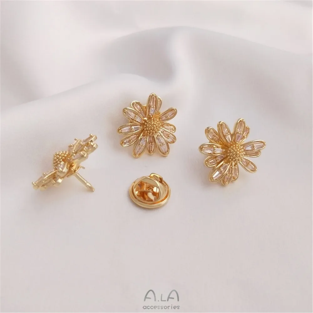 14K gold clad micro inlaid zir - Brooch Pin Gold ulasan dan harga