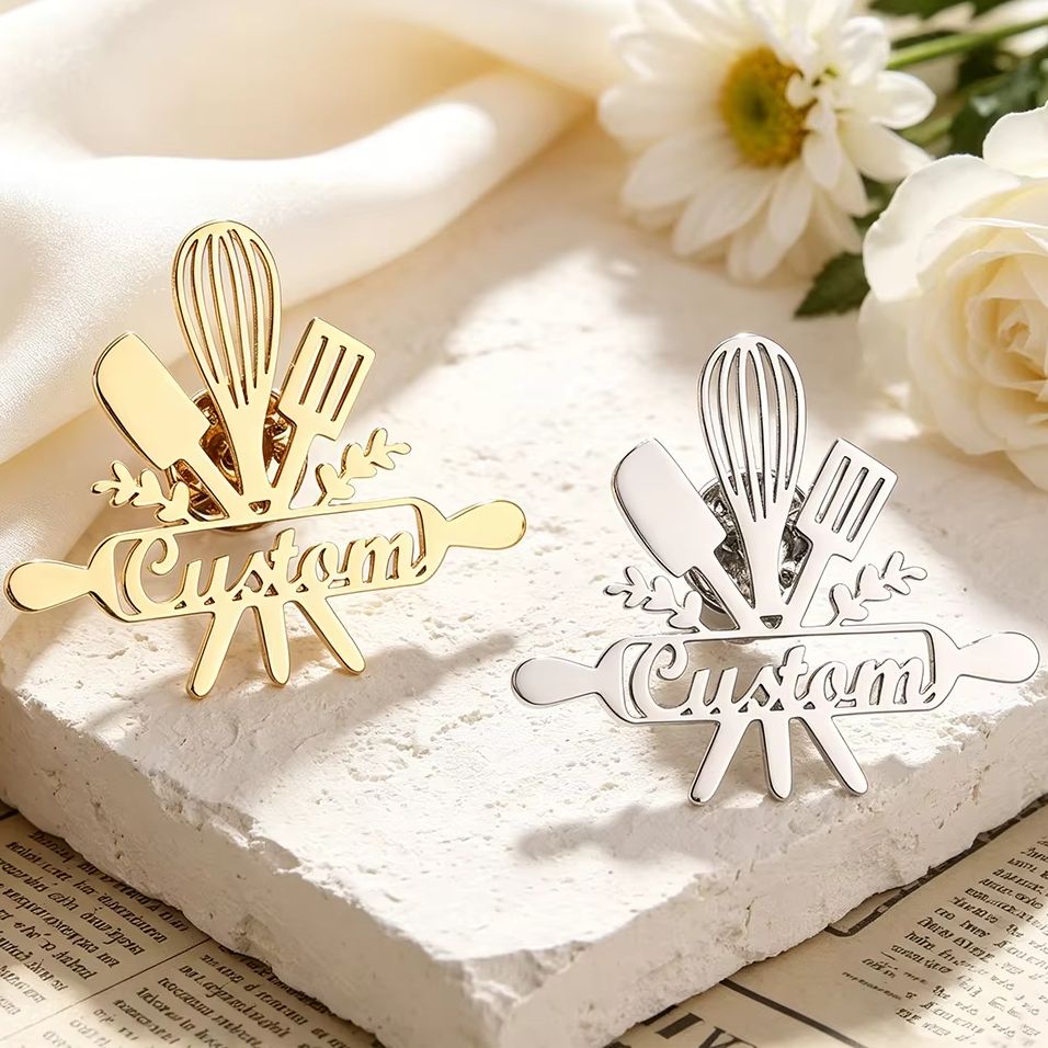 Customized Personalized Stainl - Brooch Pin Gold ulasan dan harga