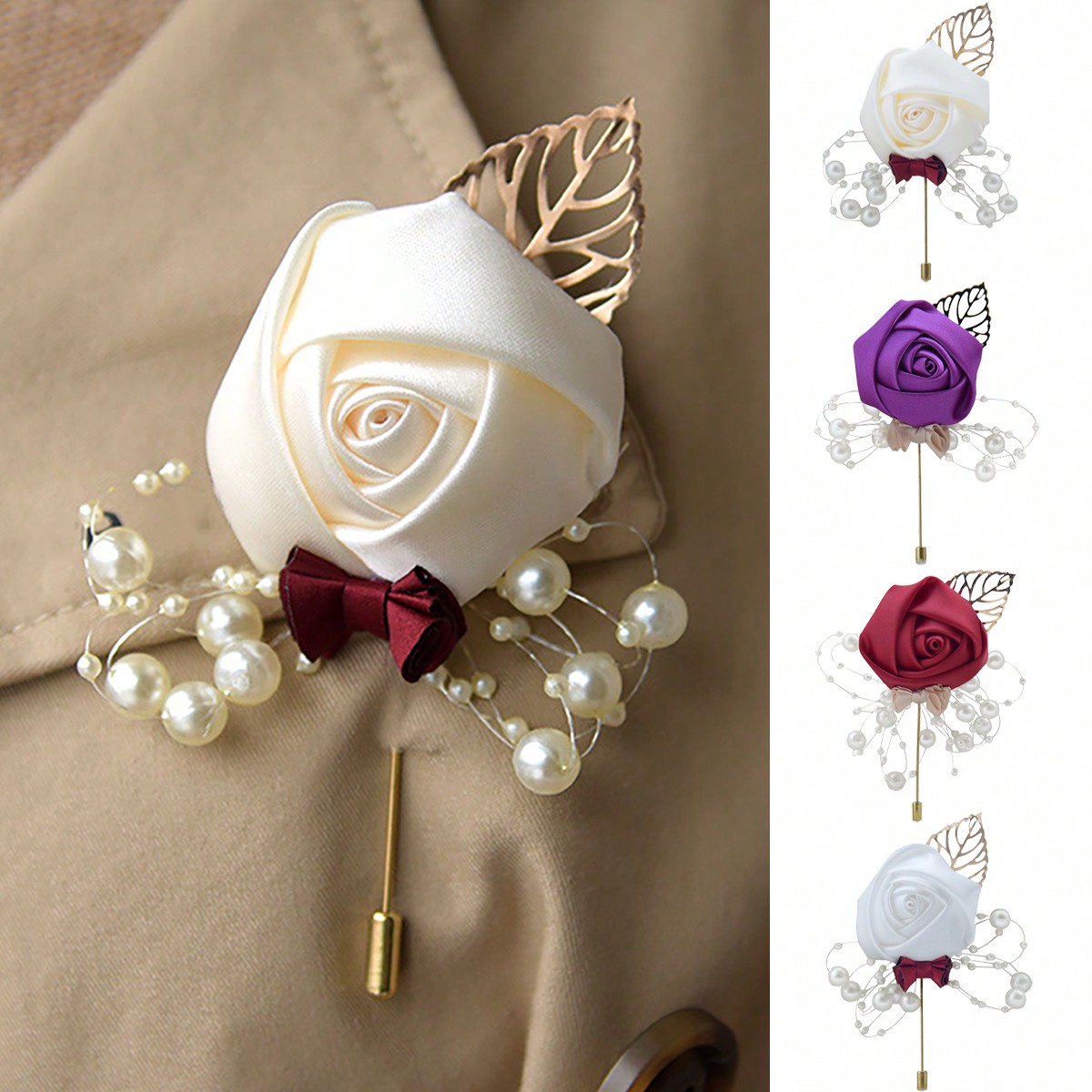 1 Piece Wedding Groom Men's Ro - Brooch Pin Gold ulasan dan harga