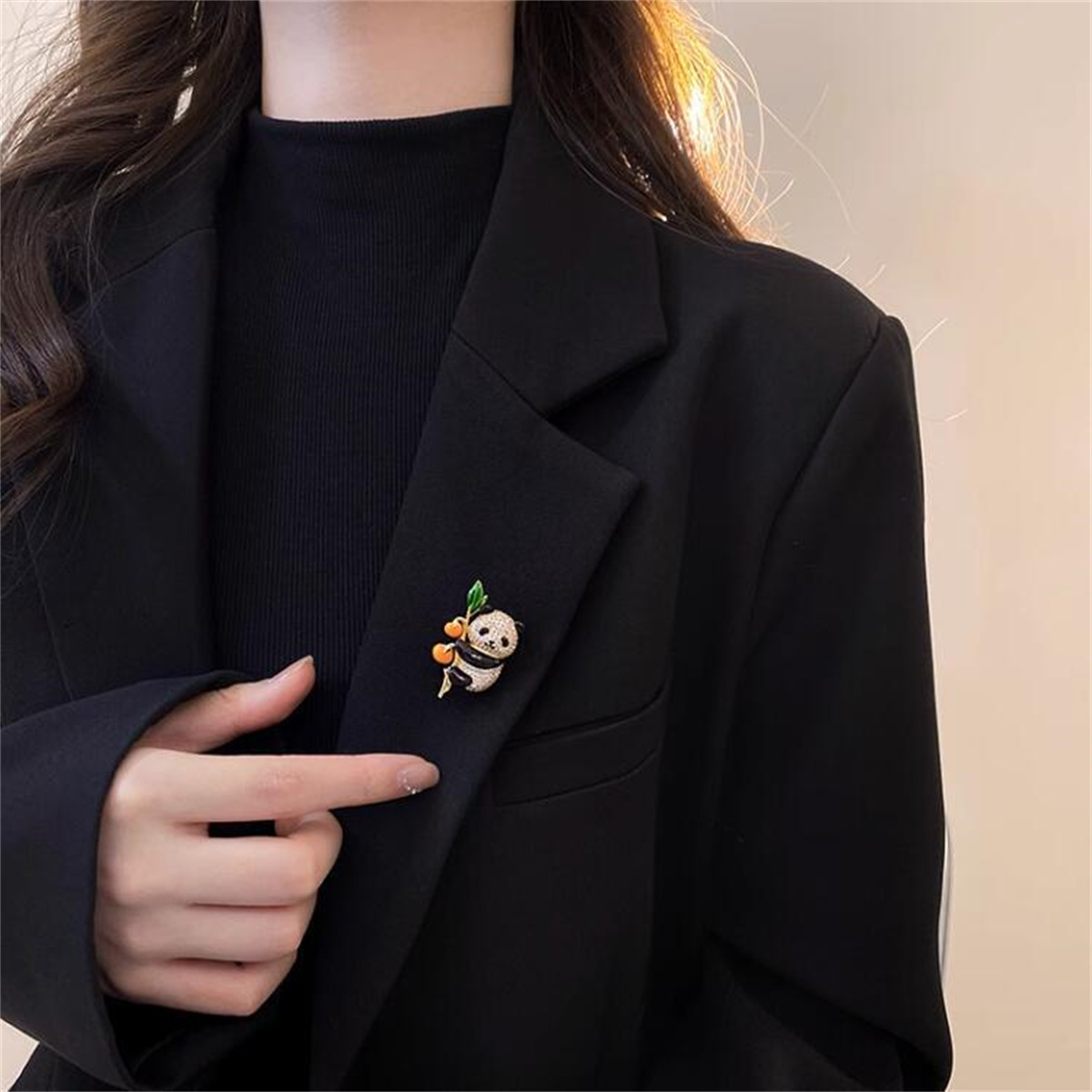 1Pc Cute Panda Brooch with Per - Women Accessories Meaning ulasan dan harga