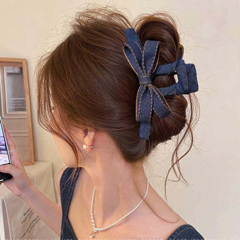 Autumn Winter Denim Bow Hair C - Women'S Winter Accessories Set ulasan dan harga