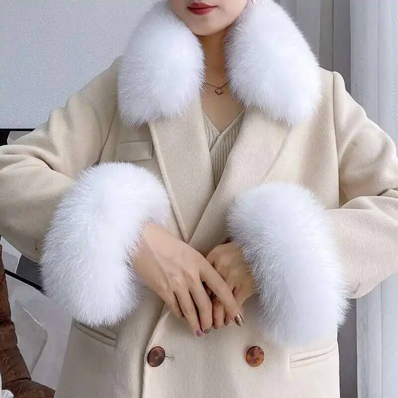 Winter Real Fur Collar And Cuf - Women'S Winter Accessories Set ulasan dan harga
