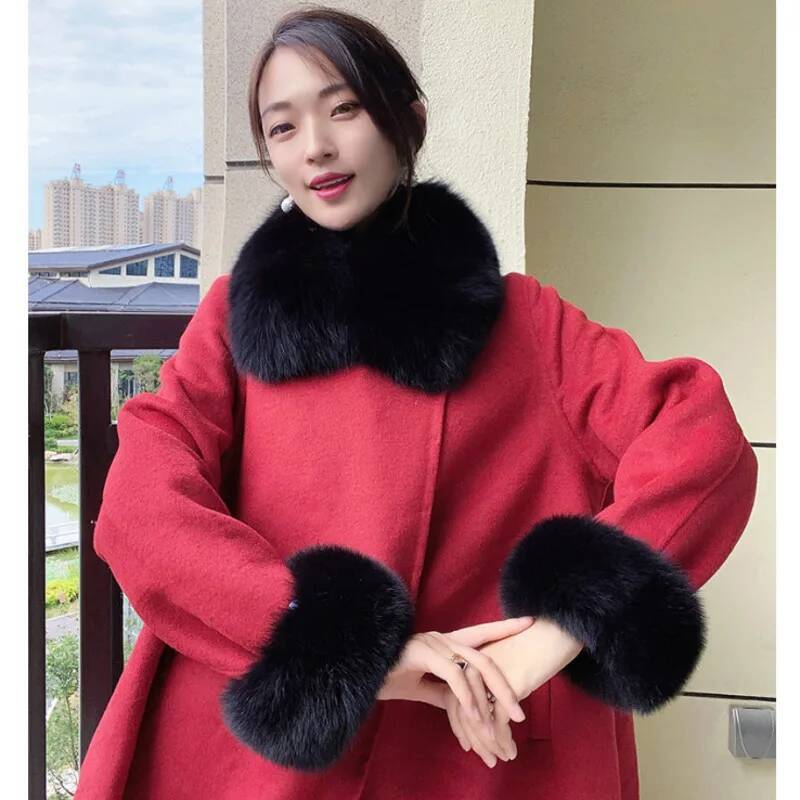Winter Real Fur Collar And Cuf - Women'S Winter Accessories Set ulasan dan harga